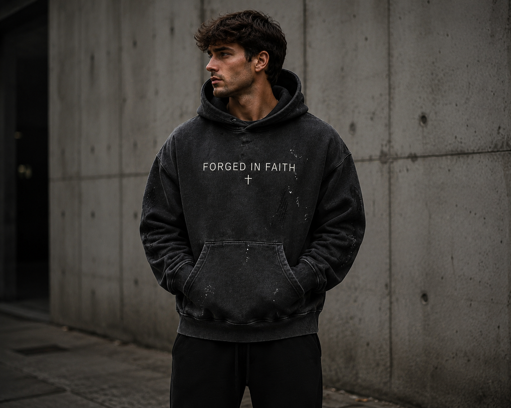Forged in Faith Vintage Washed Frayed Hoodie