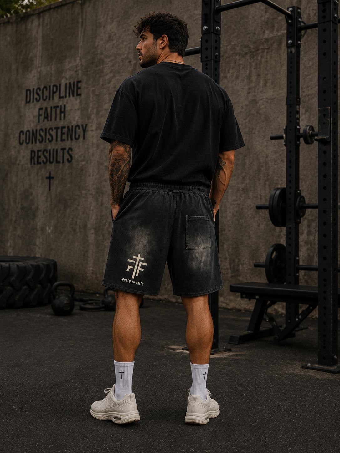 CRUSHED Vintage Washed Training Shorts