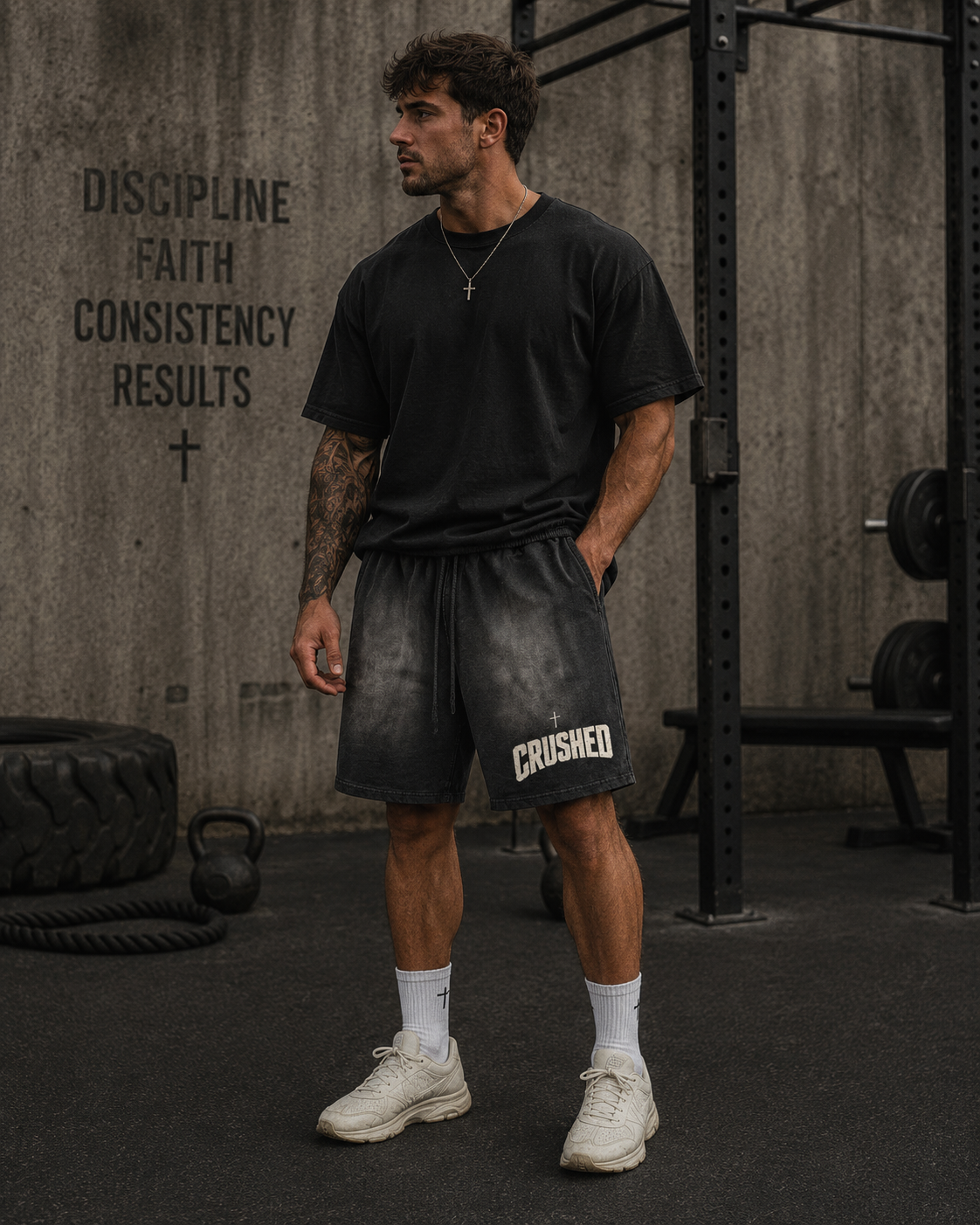 CRUSHED Vintage Washed Training Shorts