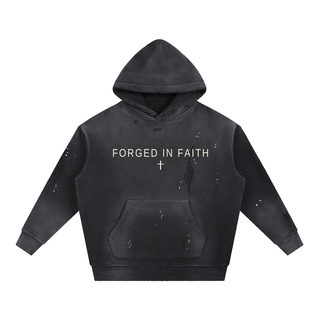 Forged in Faith Vintage Washed Frayed Hoodie